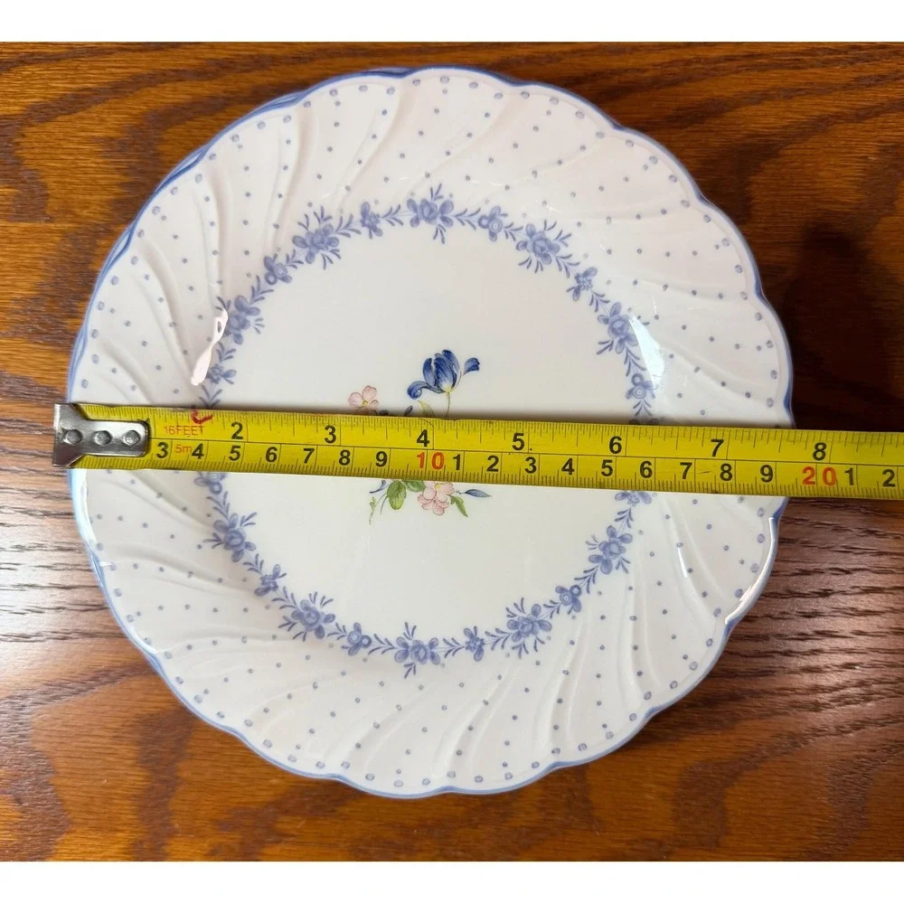 Nikko Blue Peony Set of 4 Porcelain Dessert/Salad Plates 7 3/4 inch -Japan